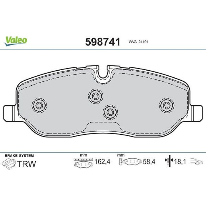 Valeo 598741 Bremsbelagsatz, Scheibenbremse