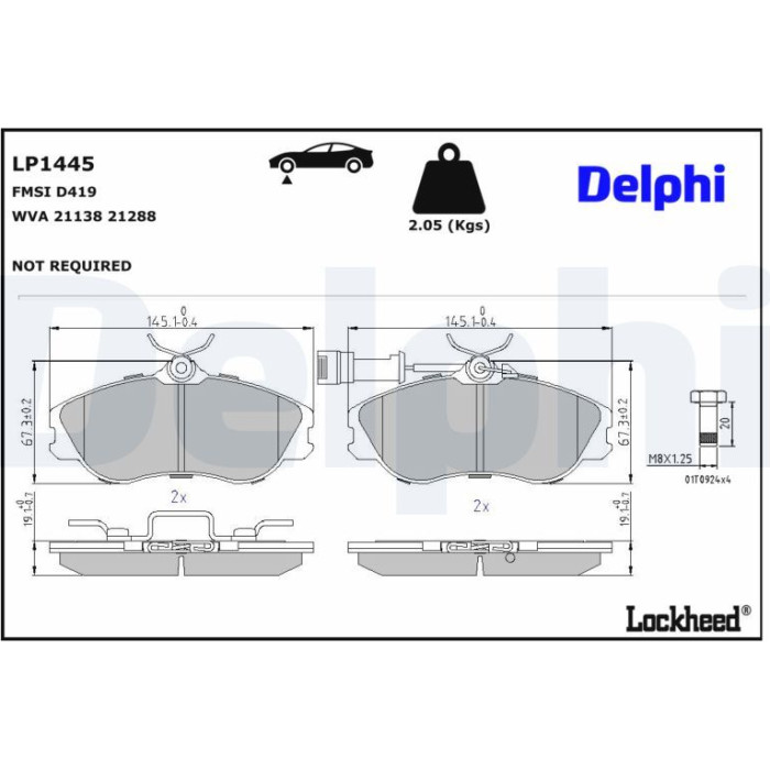 Delphi LP1445 Bremsbelagsatz, Scheibenbremse Delphi LP1445 Bremsbelagsatz, Scheibenbremse