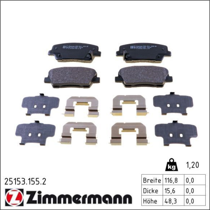 Zimmermann 25153.155.2 Bremsbelagsatz, Scheibenbremse
