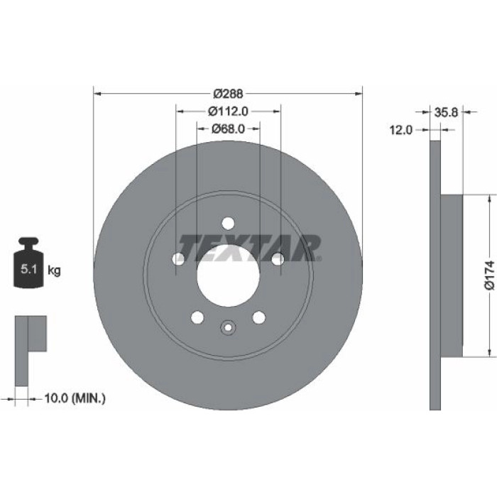 Textar 92137003 Bremsscheibe PRO Textar 92137003 Bremsscheibe PRO