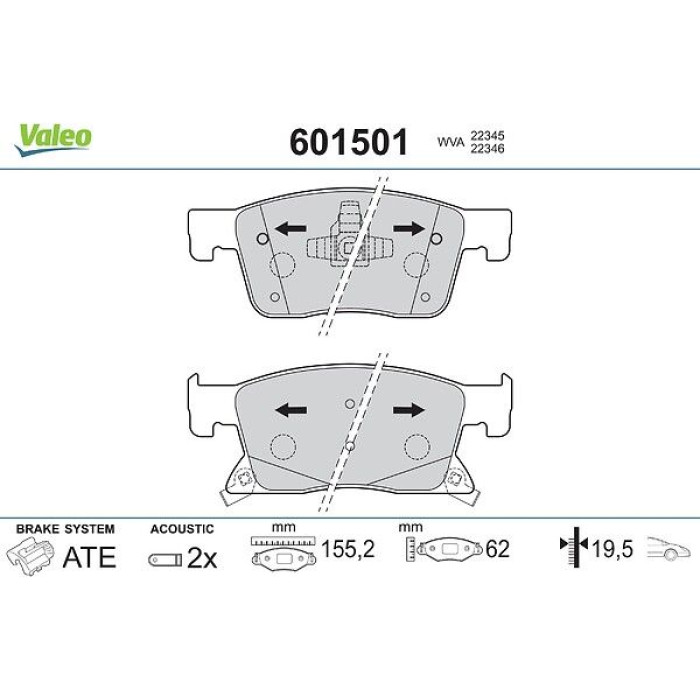 Valeo 601501 Bremsbelagsatz, Scheibenbremse