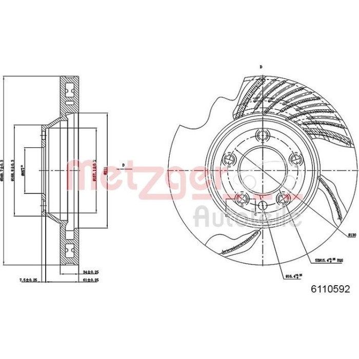 Metzger 6110592 Bremsscheibe Metzger 6110592 Bremsscheibe