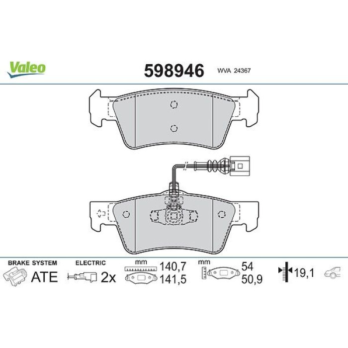 Valeo 598946 Bremsbelagsatz, Scheibenbremse Valeo 598946 Bremsbelagsatz, Scheibenbremse