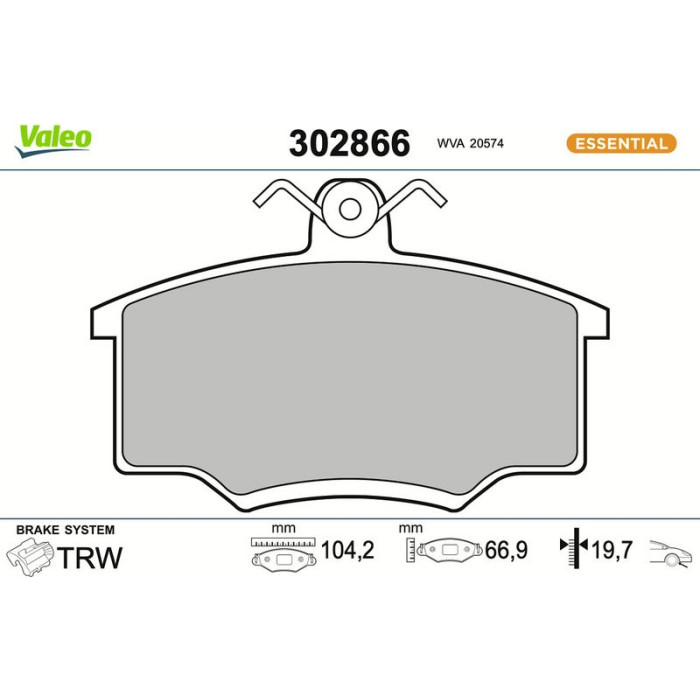 Valeo 302866 Bremsbelagsatz, Scheibenbremse ESSENTIAL