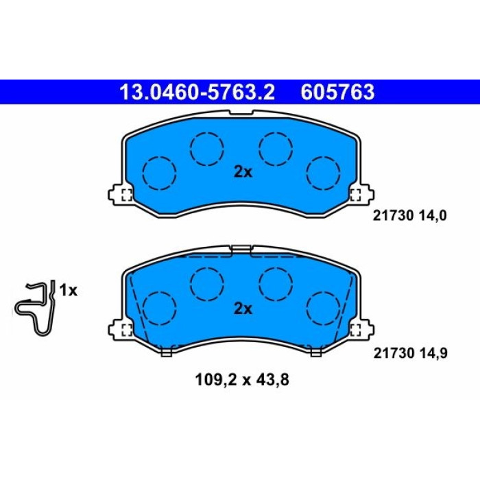 ATE 13.0460-5763.2 Bremsbelagsatz, Scheibenbremse