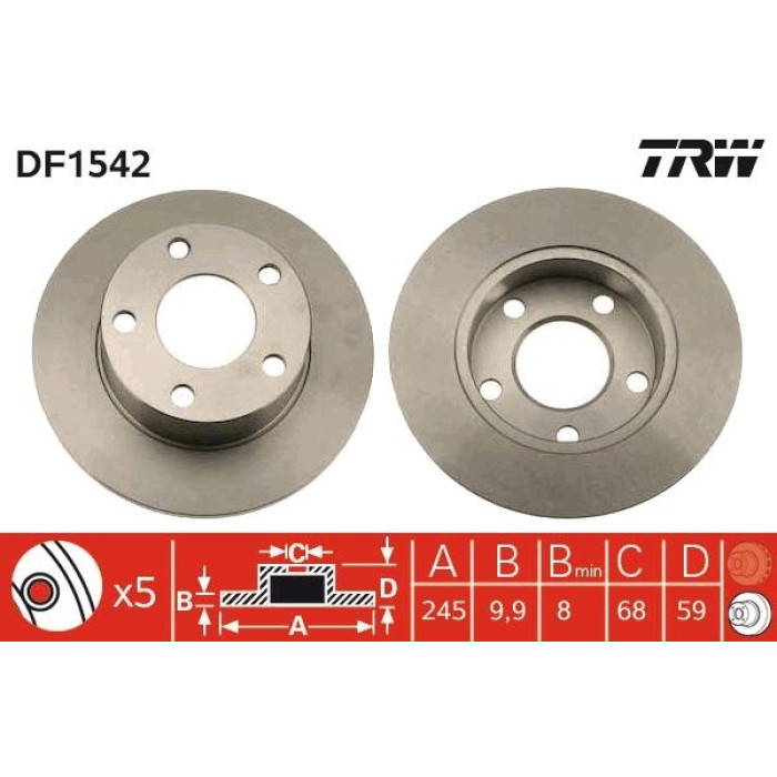 TRW DF1542 Bremsscheibe TRW DF1542 Bremsscheibe