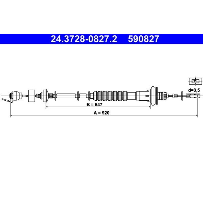 ATE 24.3728-0827.2 Seilzug, Kupplungsbetätigung ATE 24.3728-0827.2 Seilzug, Kupplungsbetätigung