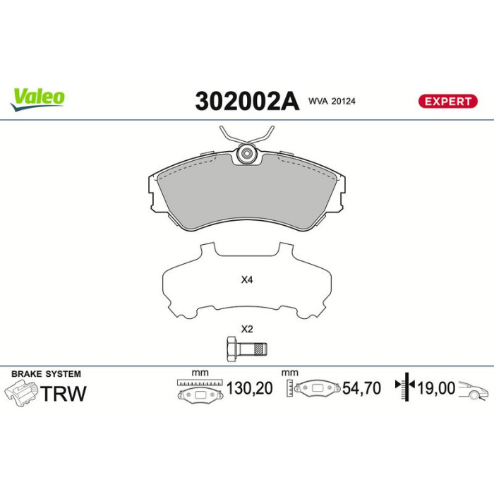 Valeo 302002A Bremsbelagsatz, Scheibenbremse EXPERT