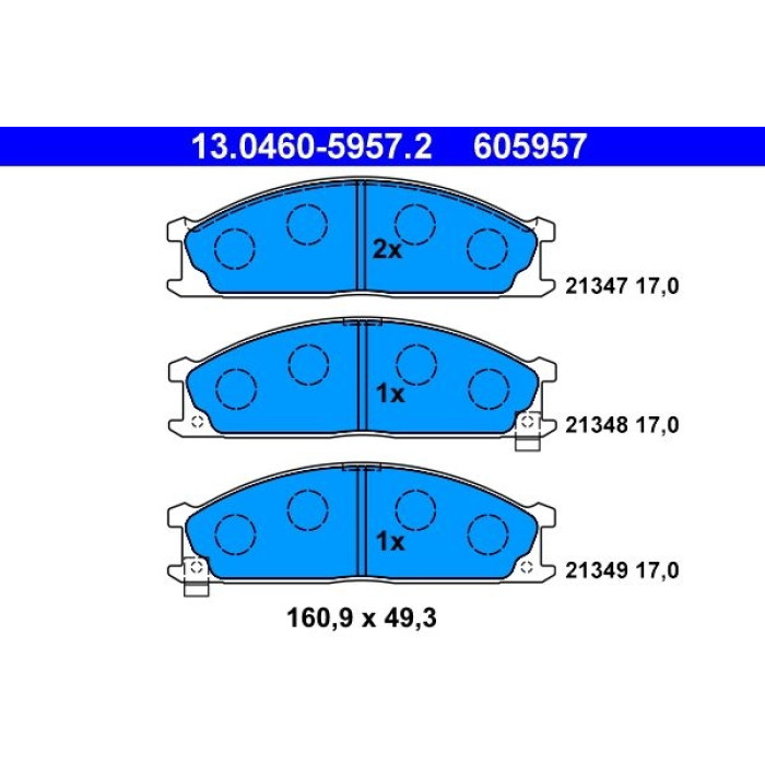 ATE 13.0460-5957.2 Bremsbelagsatz, Scheibenbremse ATE 13.0460-5957.2 Bremsbelagsatz, Scheibenbremse