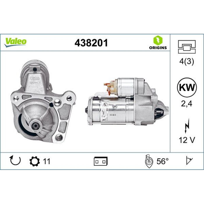 Valeo 438201 Starter ORIGINS - NEW O.E. TECHNOLOGIE Valeo 438201 Starter ORIGINS - NEW O.E. TECHNOLOGIE