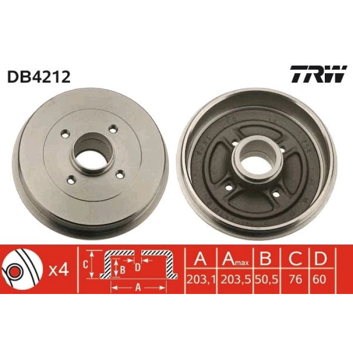 TRW DB4212 Bremstrommel TRW DB4212 Bremstrommel