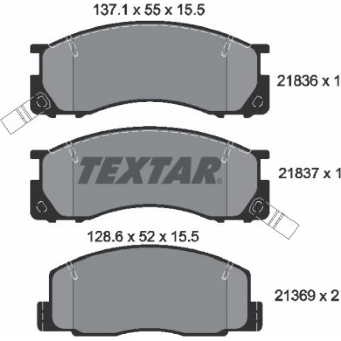 Textar 2183601 Bremsbelagsatz, Scheibenbremse Textar 2183601 Bremsbelagsatz, Scheibenbremse