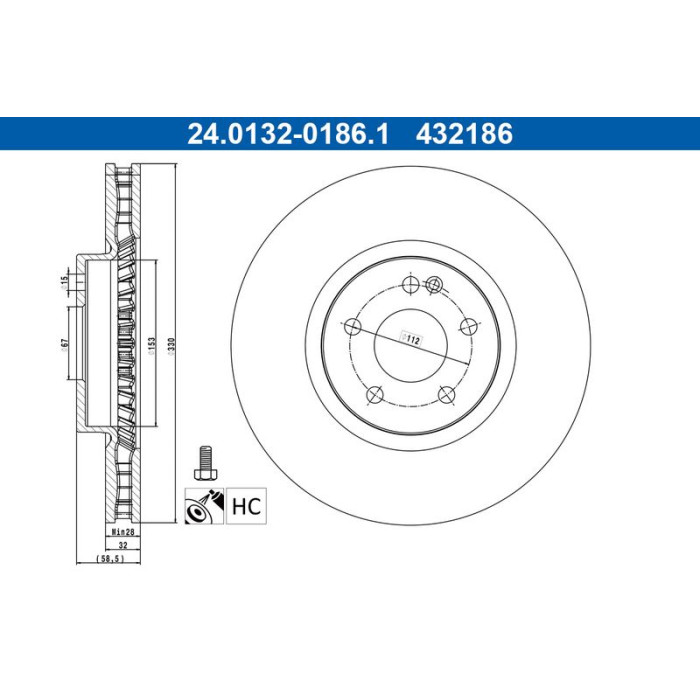 ATE 24.0132-0186.1 Bremsscheibe
