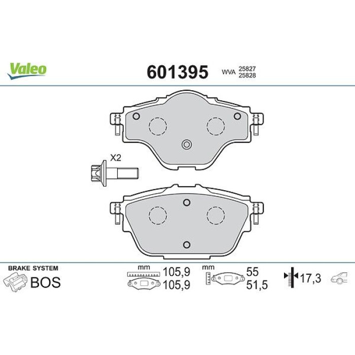 Valeo 601395 Bremsbelagsatz, Scheibenbremse Valeo 601395 Bremsbelagsatz, Scheibenbremse