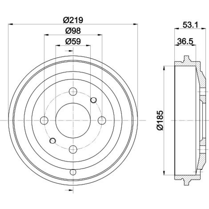 Hella 8DT 355 301-431 Bremstrommel
