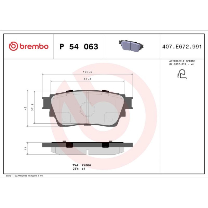 Brembo P 54 063 Bremsbelagsatz, Scheibenbremse PRIME LINE Brembo P 54 063 Bremsbelagsatz, Scheibenbremse PRIME LINE