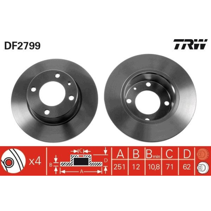 TRW DF2799 Bremsscheibe TRW DF2799 Bremsscheibe