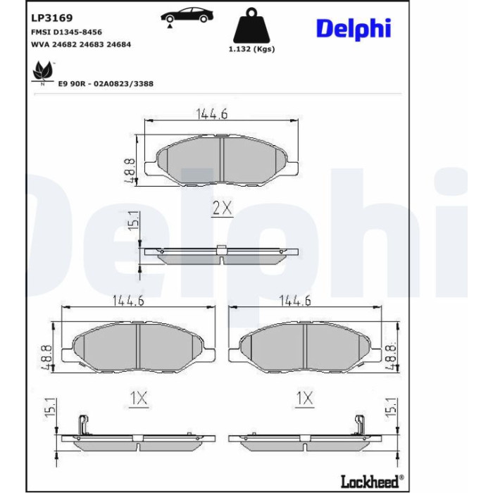 Delphi LP3169 Bremsbelagsatz, Scheibenbremse Delphi LP3169 Bremsbelagsatz, Scheibenbremse