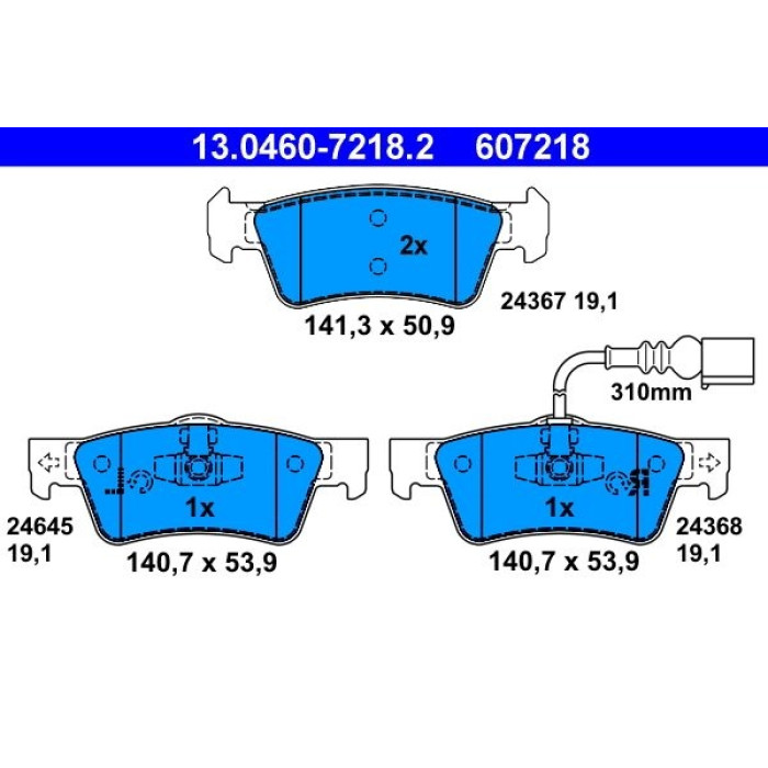 ATE 13.0460-7218.2 Bremsbelagsatz, Scheibenbremse ATE 13.0460-7218.2 Bremsbelagsatz, Scheibenbremse