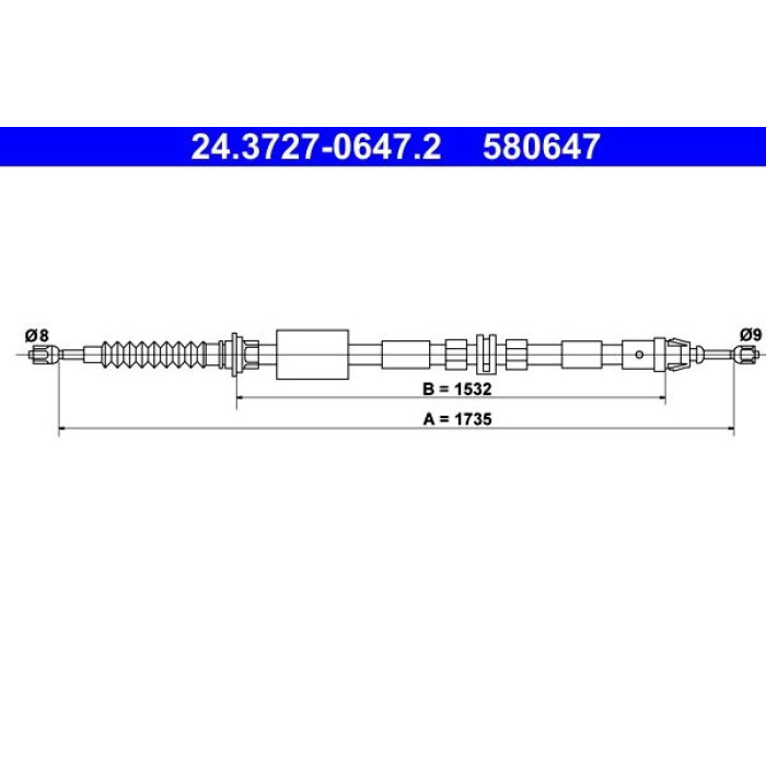 ATE 24.3727-0647.2 Seilzug, Feststellbremse ATE 24.3727-0647.2 Seilzug, Feststellbremse