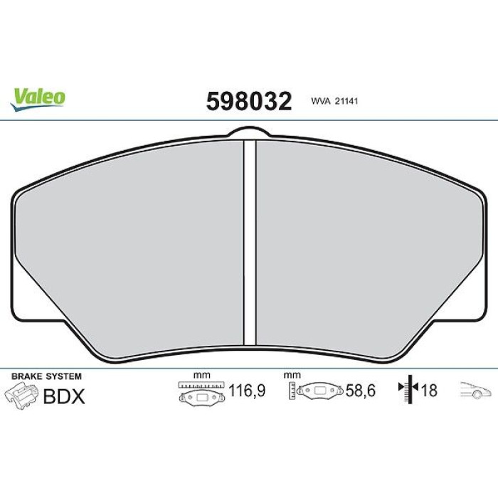 Valeo 598032 Bremsbelagsatz, Scheibenbremse Valeo 598032 Bremsbelagsatz, Scheibenbremse