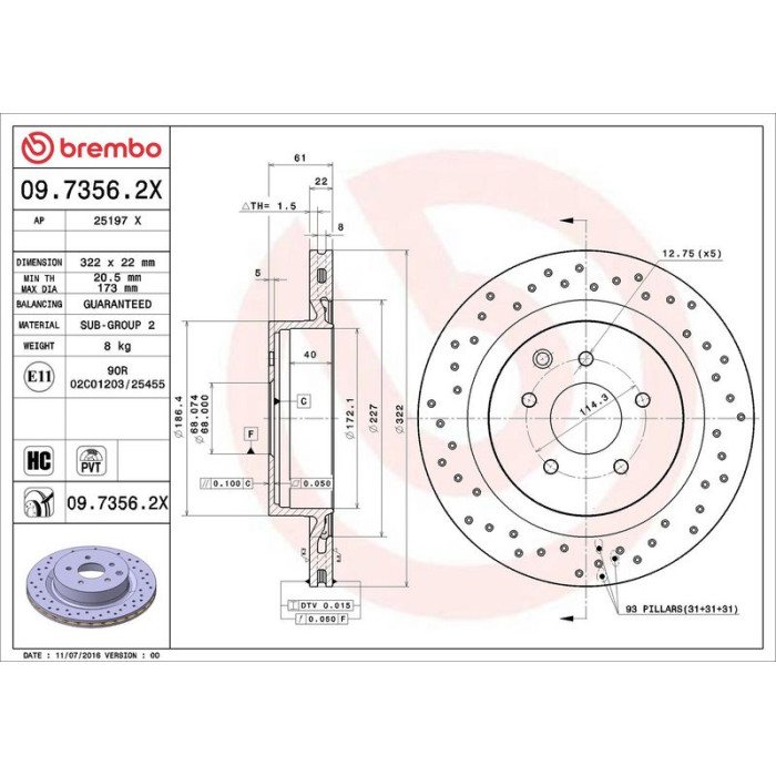 Brembo 09.7356.2X Bremsscheibe XTRA LINE Brembo 09.7356.2X Bremsscheibe XTRA LINE