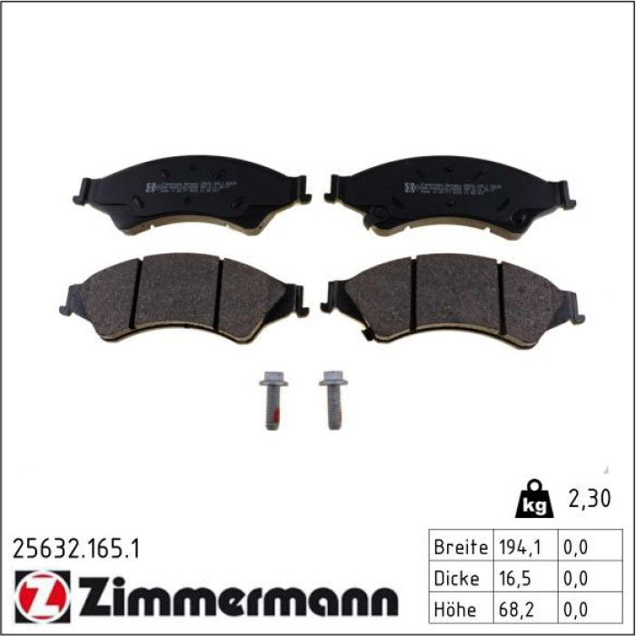 Zimmermann 25632.165.1 Bremsbelagsatz, Scheibenbremse Zimmermann 25632.165.1 Bremsbelagsatz, Scheibenbremse