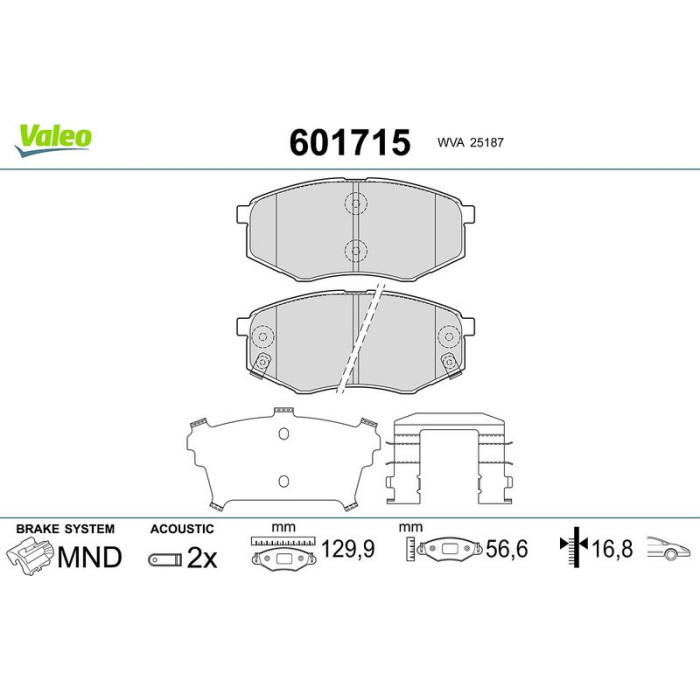 Valeo 601715 Bremsbelagsatz, Scheibenbremse Valeo 601715 Bremsbelagsatz, Scheibenbremse