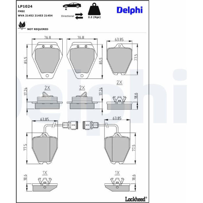 Delphi LP1024 Bremsbelagsatz, Scheibenbremse Delphi LP1024 Bremsbelagsatz, Scheibenbremse