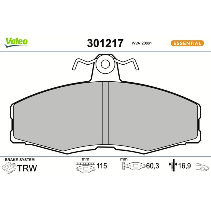 Valeo 301217 Bremsbelagsatz, Scheibenbremse ESSENTIAL Valeo 301217 Bremsbelagsatz, Scheibenbremse ESSENTIAL
