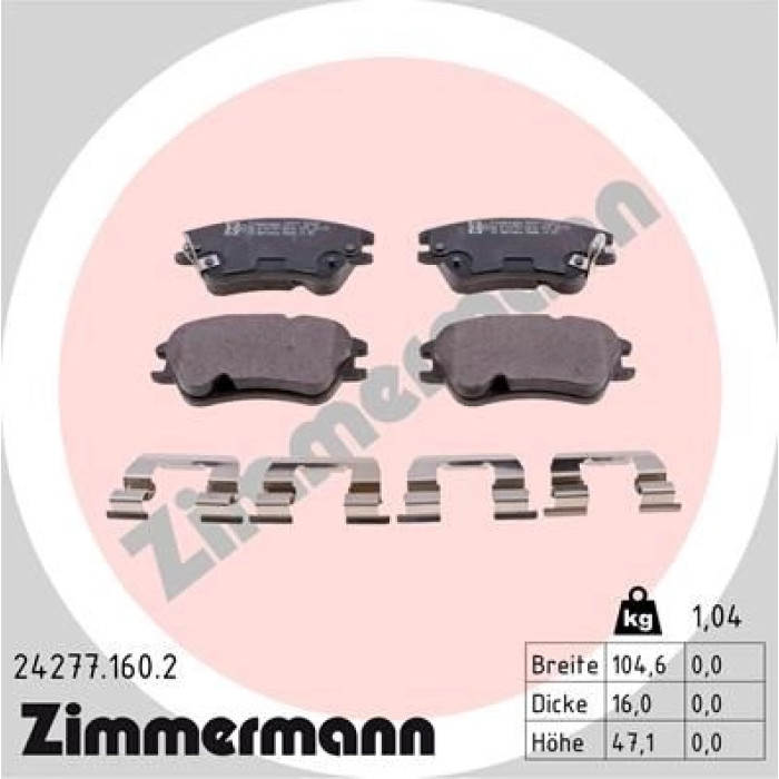 Zimmermann 24277.160.2 Bremsbelagsatz, Scheibenbremse Zimmermann 24277.160.2 Bremsbelagsatz, Scheibenbremse