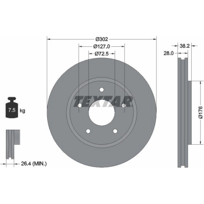 Textar 92181503 Bremsscheibe PRO Textar 92181503 Bremsscheibe PRO