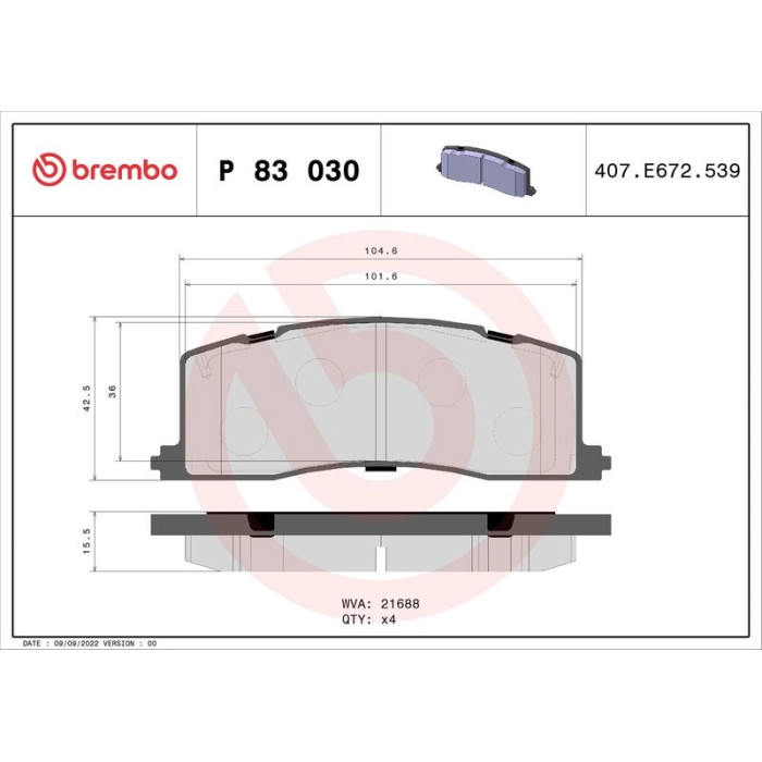 Brembo P 83 030 Bremsbelagsatz, Scheibenbremse PRIME LINE Brembo P 83 030 Bremsbelagsatz, Scheibenbremse PRIME LINE