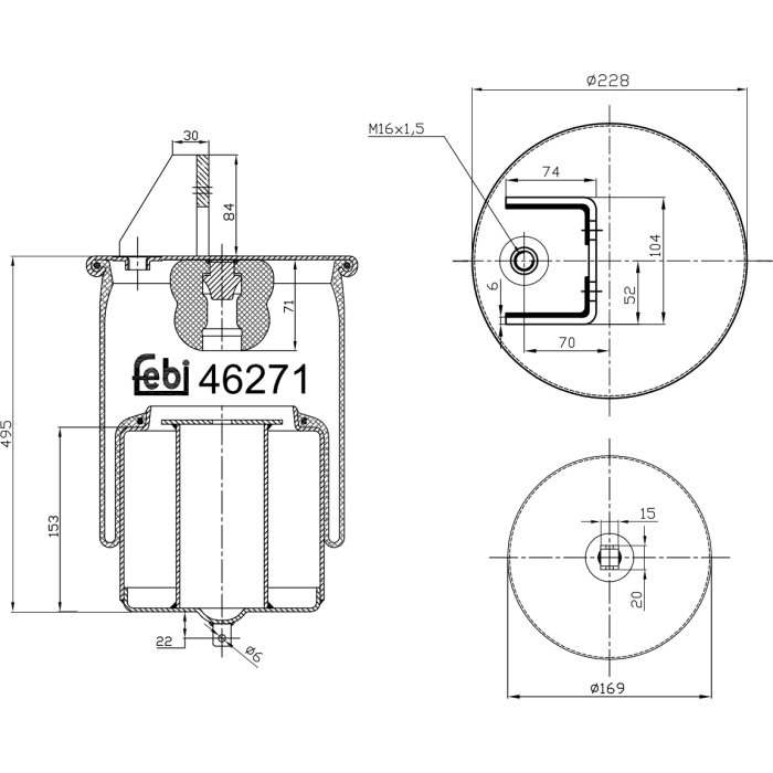 FEBI BILSTEIN 46271 Federbalg, Luftfederung FEBI BILSTEIN 46271 Federbalg, Luftfederung