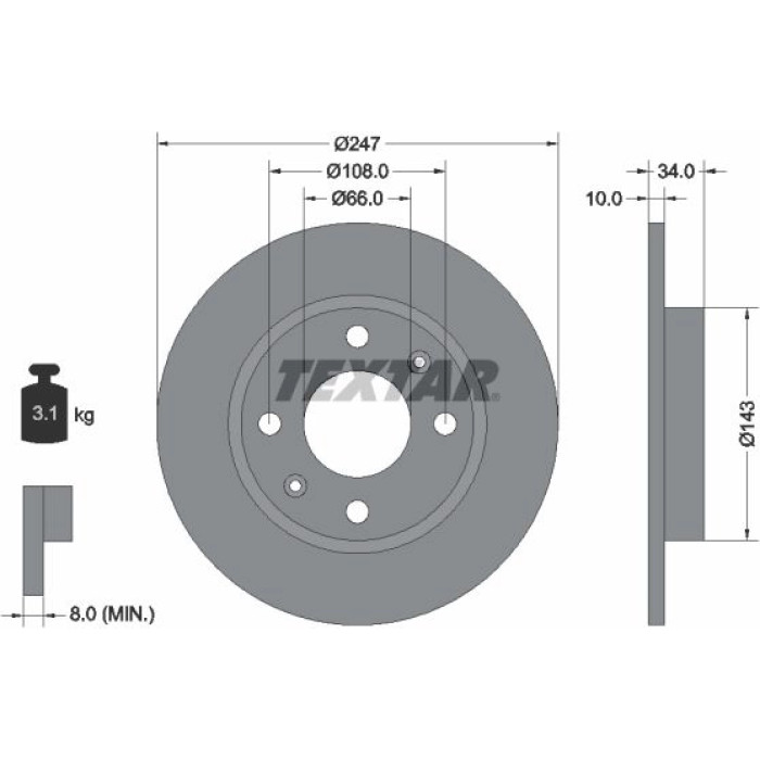 Textar 92029803 Bremsscheibe PRO Textar 92029803 Bremsscheibe PRO
