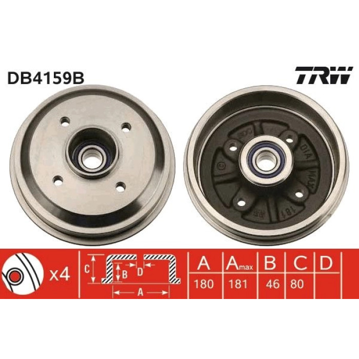 TRW DB4159B Bremstrommel TRW DB4159B Bremstrommel