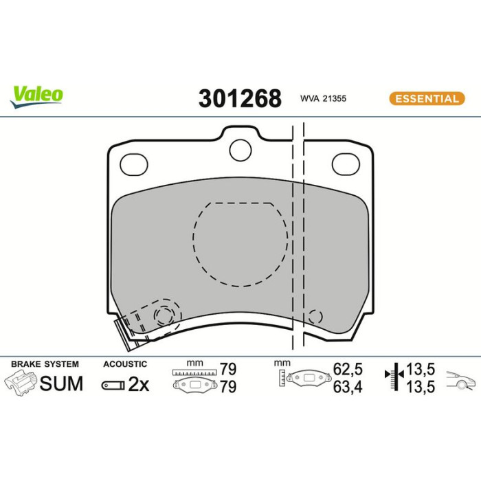 Valeo 301268 Bremsbelagsatz, Scheibenbremse ESSENTIAL Valeo 301268 Bremsbelagsatz, Scheibenbremse ESSENTIAL