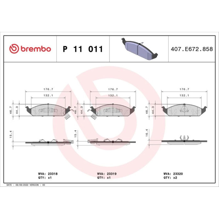 Brembo P 11 011 Bremsbelagsatz, Scheibenbremse PRIME LINE Brembo P 11 011 Bremsbelagsatz, Scheibenbremse PRIME LINE