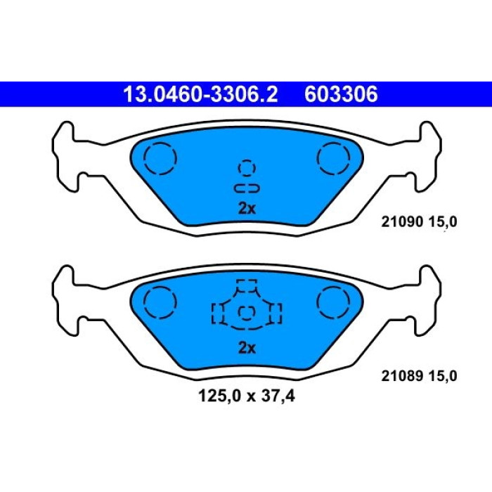 ATE 13.0460-3306.2 Bremsbelagsatz, Scheibenbremse ATE 13.0460-3306.2 Bremsbelagsatz, Scheibenbremse