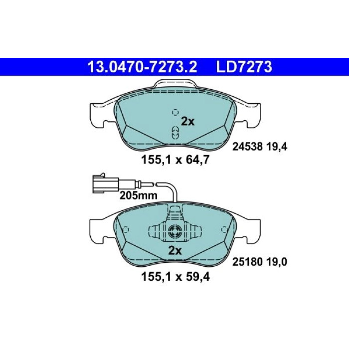 ATE 13.0470-7273.2 Bremsbelagsatz, Scheibenbremse Ceramic ATE 13.0470-7273.2 Bremsbelagsatz, Scheibenbremse Ceramic