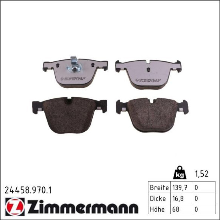 Zimmermann 24458.970.1 Bremsbelagsatz, Scheibenbremse rd:z