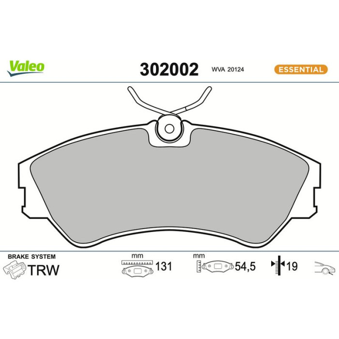 Valeo 302002 Bremsbelagsatz, Scheibenbremse ESSENTIAL