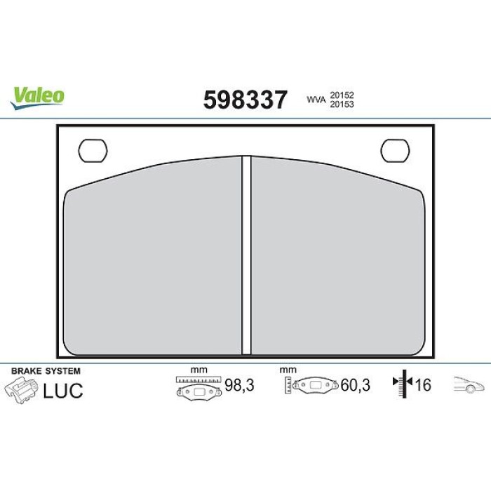 Valeo 598337 Bremsbelagsatz, Scheibenbremse Valeo 598337 Bremsbelagsatz, Scheibenbremse