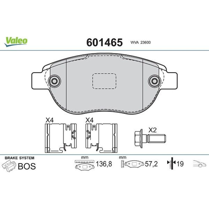 Valeo 601465 Bremsbelagsatz, Scheibenbremse Valeo 601465 Bremsbelagsatz, Scheibenbremse