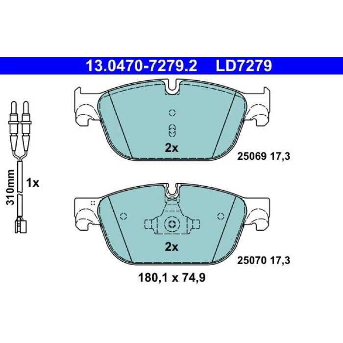 ATE 13.0470-7279.2 Bremsbelagsatz, Scheibenbremse Ceramic ATE 13.0470-7279.2 Bremsbelagsatz, Scheibenbremse Ceramic