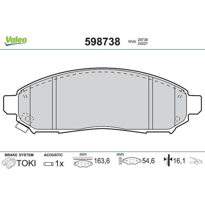 Valeo 598738 Bremsbelagsatz, Scheibenbremse Valeo 598738 Bremsbelagsatz, Scheibenbremse