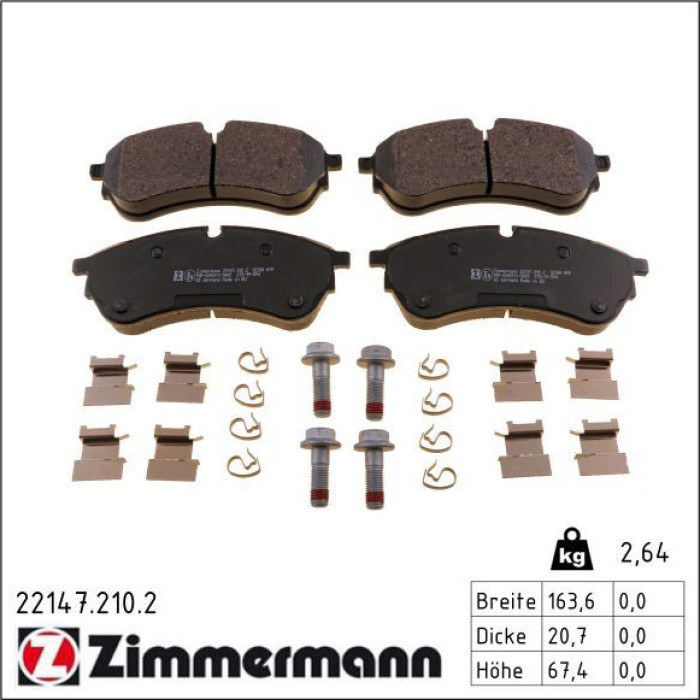 Zimmermann 22147.210.2 Bremsbelagsatz, Scheibenbremse