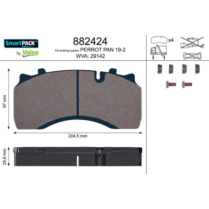 Valeo 882424 Bremsbelagsatz, Scheibenbremse SMARTPACK
