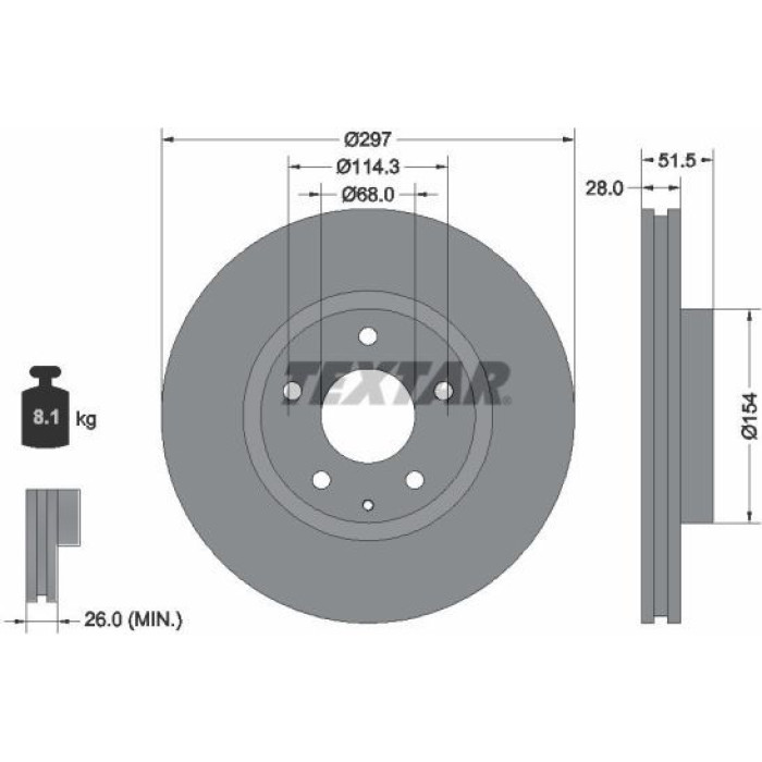 Textar 92257403 Bremsscheibe PRO Textar 92257403 Bremsscheibe PRO