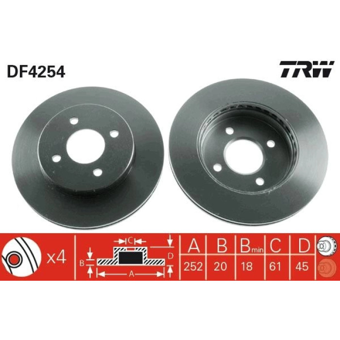 TRW DF4254 Bremsscheibe